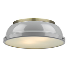  3602-14 AB-GY - Duncan 14" Flush Mount in Aged Brass with a Gray Shade